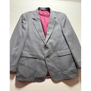 Hardwick Clothes Mens Blazer Gray Burgundy Lining Two Button Sport Coat USA Made